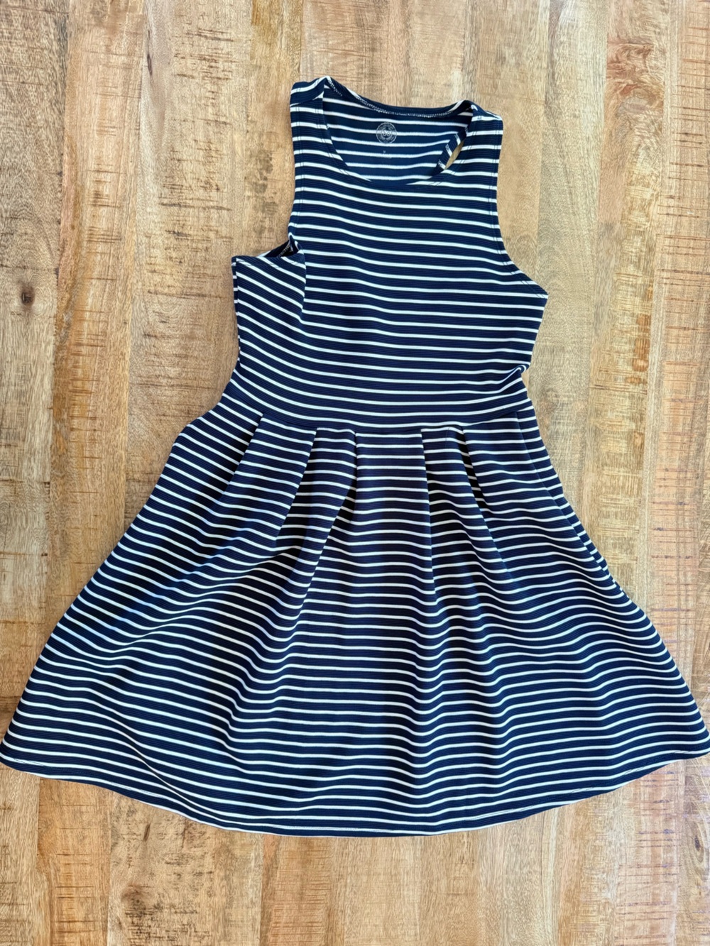 SO Navy White Striped Fit & Flare Cutout Back Dress Size M